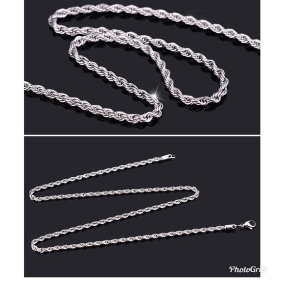 Unisex Party Wedding Gift Silver 3MM Rope Chain - Picture 2 of 11